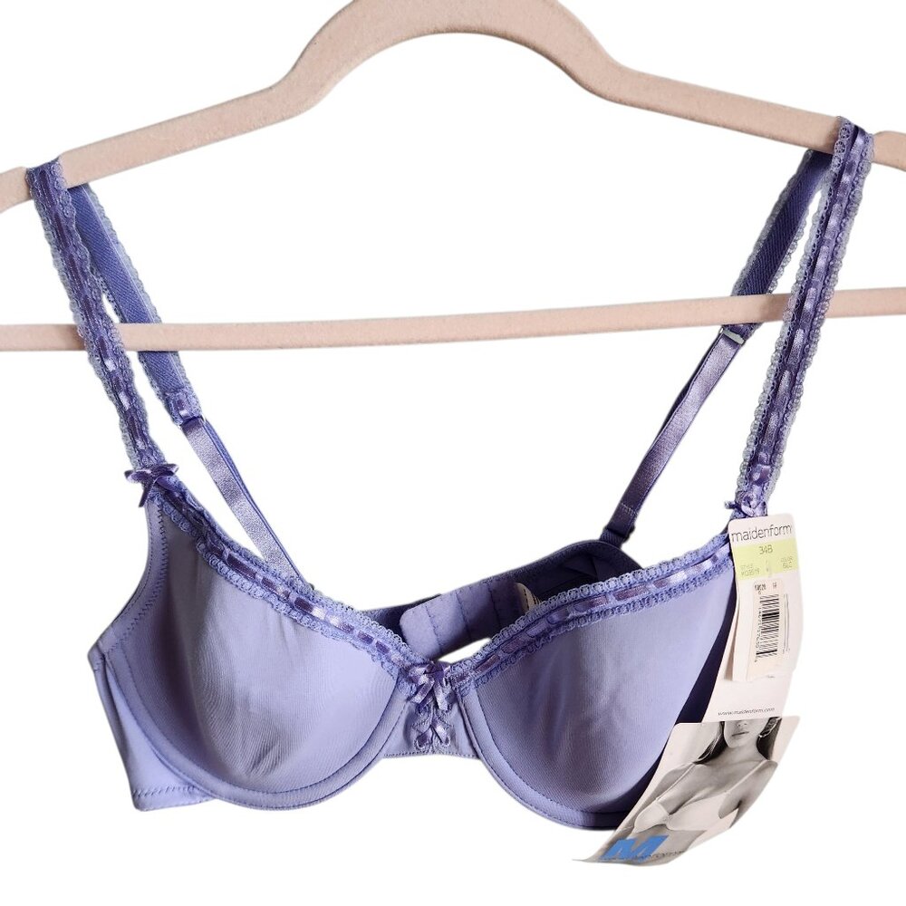 Maidenform Bra 34B Blue Women's Lightly Padded Back Close Underwire NEW